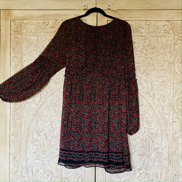 Max Studio Flower Bohemian Boho Long Sleeve Dress - Picture 3 of 4